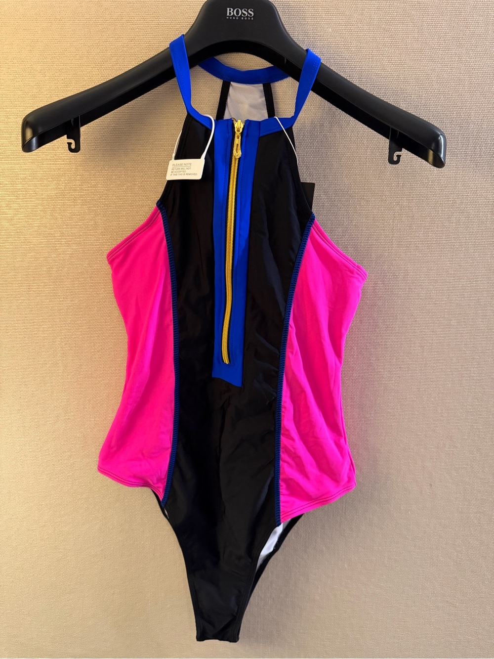 BOSS Women’s Colorblock Swim Bodysuit - Pink & Black